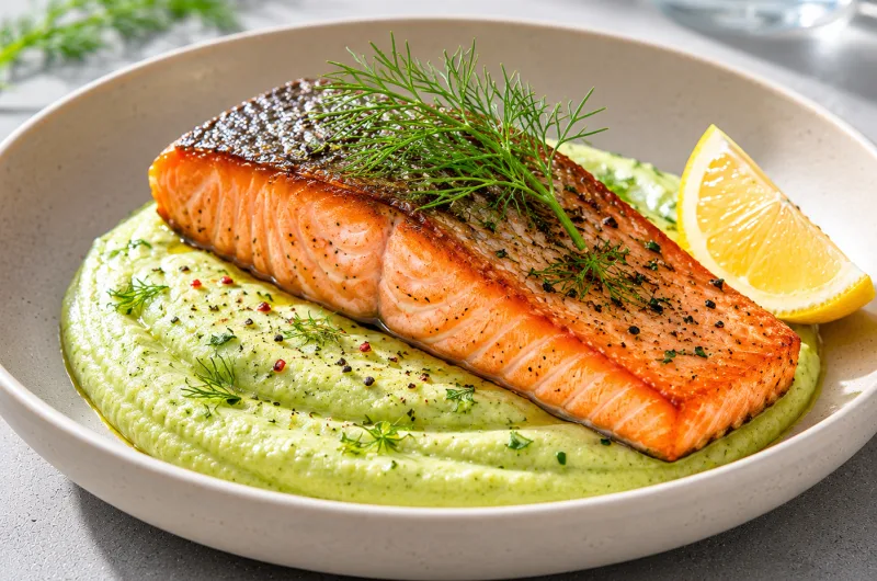 GLP-1 Diyeti İçin Omega-3 Deposu: Fırında Yağsız Somon ve Kabak Püresi.