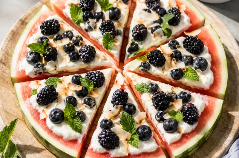 Yaz Sıcaklarına Özel En Pratik Serinletici Fit Tatlı: Karpuz Pizzası.